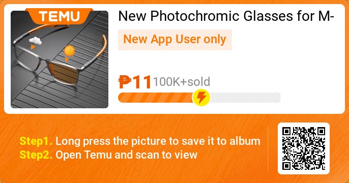 New Photochromic Glasses for Men Women Fashion Designer Comfort Anti Slip Super Light Decorative Eyewear Unisex
🎉 Exclusive deal[₱11]
👉 item link: temu.to/k/uozej3yeerb
⚠️ Every New App User can only enjoy once
