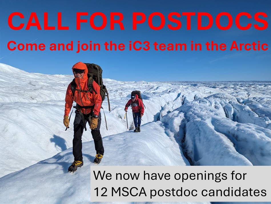 WANTED: #POSTDOC RESEARCHERS

Investigate how the links between ice sheets, carbon cycles and ocean ecosystems are impacting life on earth.

Multiple #MSCA opportunities available with the friendly iC3 team. Open to all nationalities. 
ic3.uit.no/news-and-events #NOAA <a href="/NOAA/">NOAA</a>