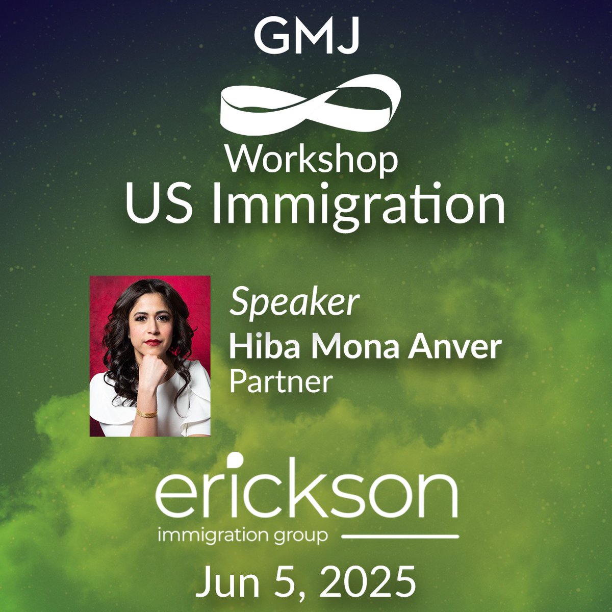 Meet The Speakers: Hiba Mona Anver of Erickson Immigration Group speaking in ➡️ globalmobilityjourneys.com/pages/events/u… ⬅️  US Immigration Global Mobility Journeys GMJ Workshop with Erickson Immigration Group 🛂 ⬆️ Request your Pass to Attend via the link above: ⬆️