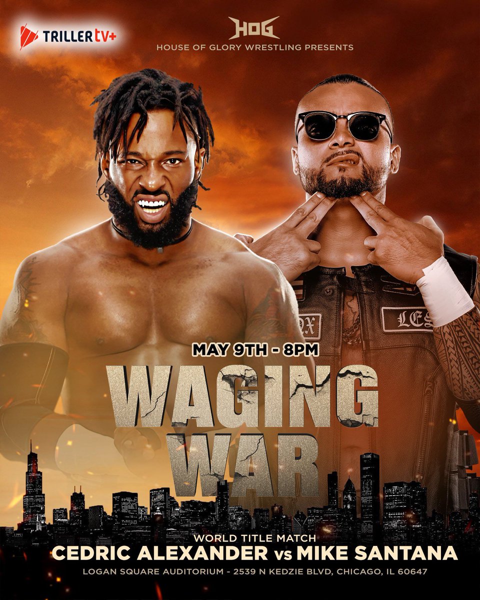 TrillerTV (@triller_tv) on Twitter photo This Friday at #HOGWagingWar, <a href="/CedricAlexander/">PRYME Alexander</a>'s mission is clear: dethrone <a href="/Santana_Proud/">Mike SANTANA🇵🇷</a> for the world title 👑
Can he get it done in Chicago?
<a href="/HOGwrestling/">House Of Glory Wrestling</a> | Friday | 9pmET | Watch ➡️ TrillerTV+ This Friday at #HOGWagingWar, <a href="/CedricAlexander/">PRYME Alexander</a>'s mission is clear: dethrone <a href="/Santana_Proud/">Mike SANTANA🇵🇷</a> for the world title 👑
Can he get it done in Chicago?
<a href="/HOGwrestling/">House Of Glory Wrestling</a> | Friday | 9pmET | Watch ➡️ TrillerTV+