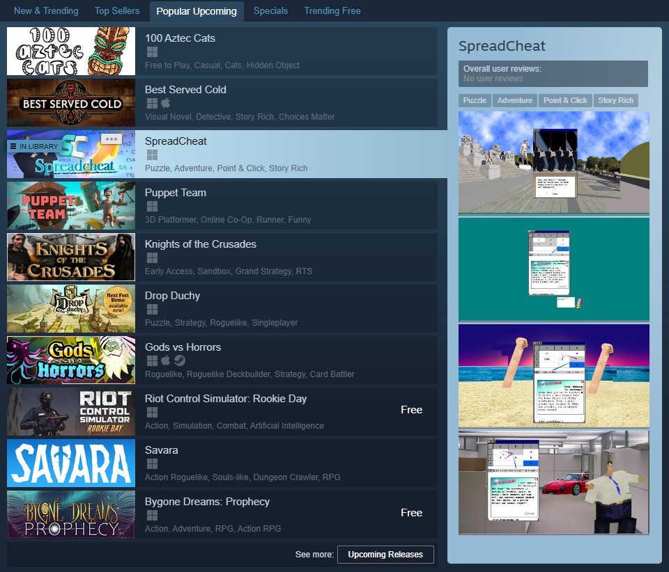 KillerInCabin's tweet image. Our love letter to Excel is now one of Steam’s most popular upcoming titles. We always knew you secretly loved spreadsheets as much as we do. #Spreadcheat
store.steampowered.com/app/2966550/Sp…