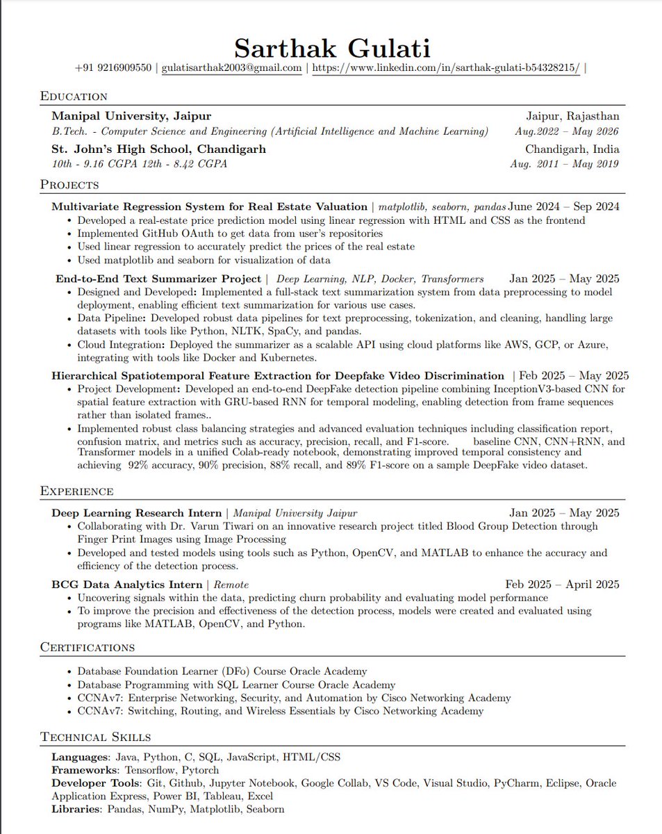 Sarthak__twts's tweet photo. Actively looking for a 6-month internship!
Hi #Startups #Consulting folks — I’m an upcoming 4th year undergrad eager to gain real-world experience.
✅ Open to roles in product, strategy, or tech
✅ Fast learner, driven &amp; collaborative
#GenAI #internships #HiringInterns https://t.co/OHpG2kgKZg