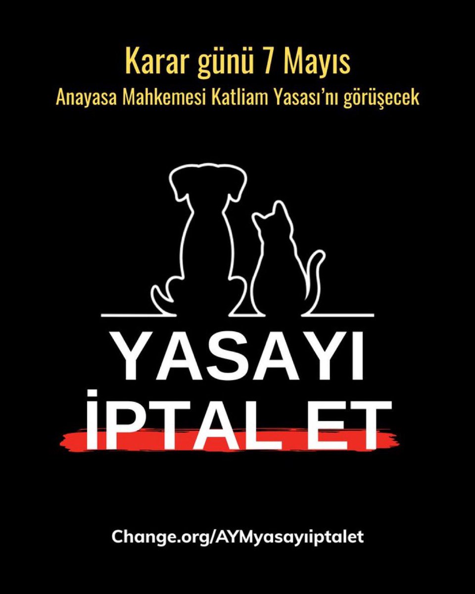 Perihan Rakanoğlu (@per1hann) on Twitter photo Yasayı iptal et, hayvanları yaşat ‼️<a href="/AYMBASKANLIGI/">Anayasa Mahkemesi</a>
Kampanyayı imzala, paylaş:
👉 chng.it/c7vXbdVf
<a href="/ChangeTR/">Change.org Türkiye</a> Yasayı iptal et, hayvanları yaşat ‼️<a href="/AYMBASKANLIGI/">Anayasa Mahkemesi</a>
Kampanyayı imzala, paylaş:
👉 chng.it/c7vXbdVf
<a href="/ChangeTR/">Change.org Türkiye</a>