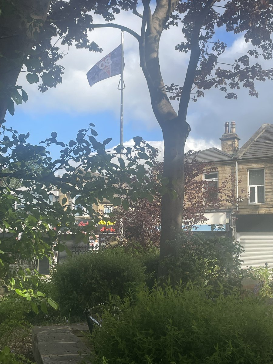 Honoured as always to be Chairman of <a href="/Mirfield_RBL/">Mirfield Branch RBL</a> raising the #VE80 flag in the middle of town this morning at the start of a week of remembrance and reflection for those who served and gave their lives during WWII. Lest We Forget <a href="/PoppyLegion/">Royal British Legion</a> <a href="/newtonflags/">Newton Newton Flags Ltd</a>