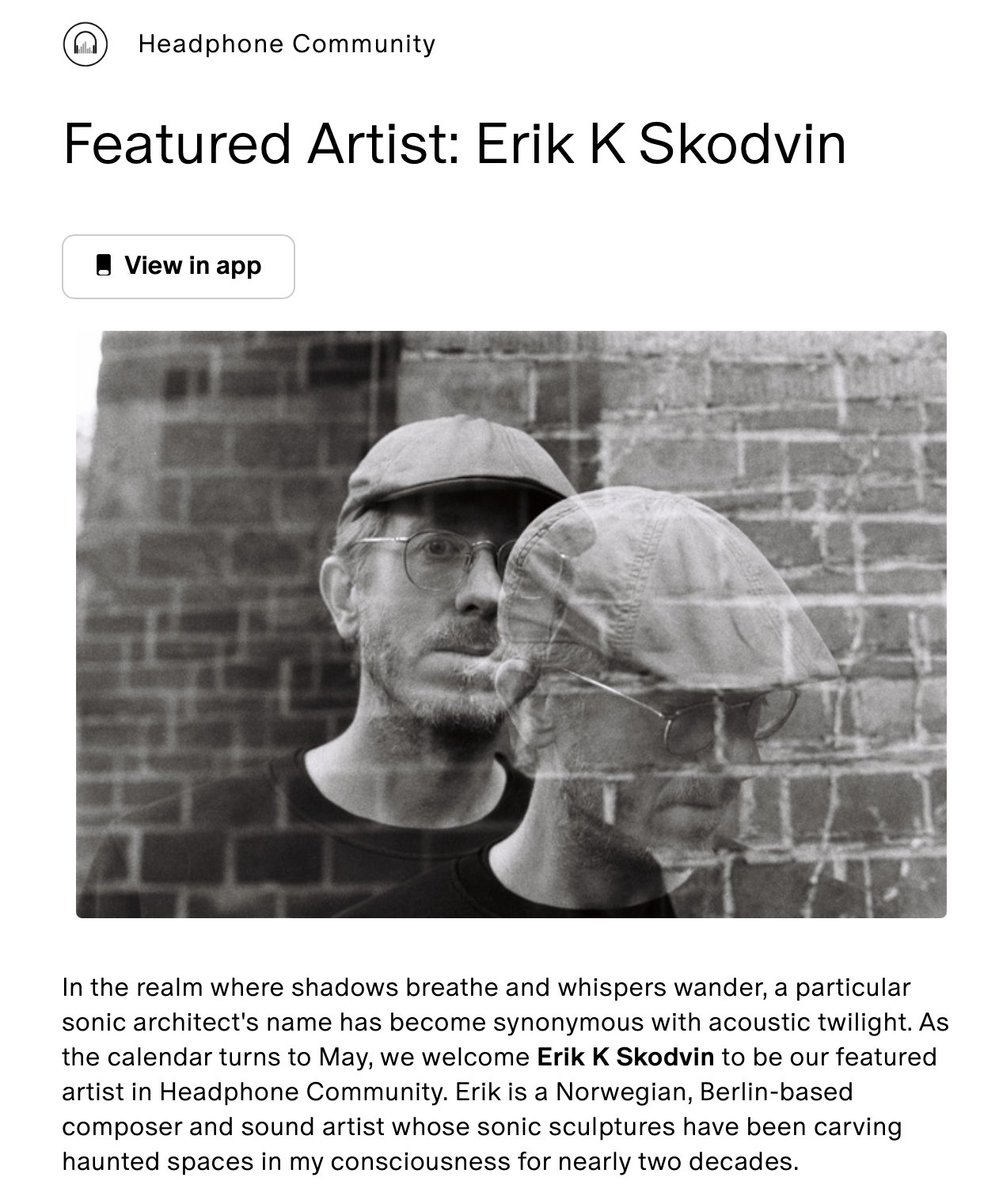 For the month of May i´m featured in Headphone Commute´s new "Headphone Community" - a <a href="/Patreon/">Patreon</a>  based platform for direct interaction and behind the scenes features with different artists &gt;&gt; headphonecommute.com/2025/02/17/hea…