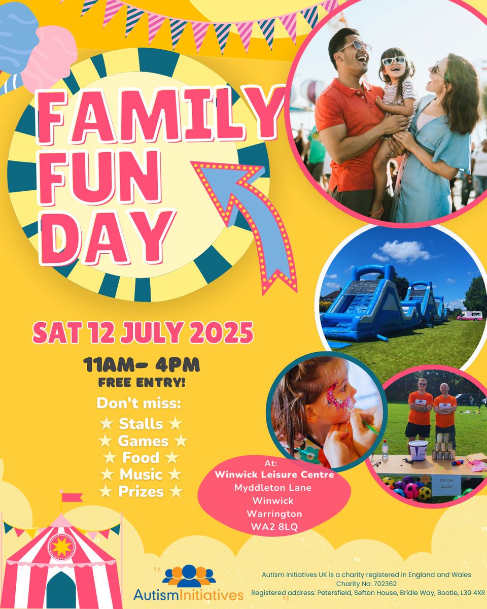Autism Initiatives (@autisminit) on Twitter photo Our Family Fun Day returns to Winwick Leisure Centre on Saturday 12th July 2025 π
There will be lots of fun activities going on and stalls from all of your favourite local businesses.
We hope to see you there - save the date! Our Family Fun Day returns to Winwick Leisure Centre on Saturday 12th July 2025 π
There will be lots of fun activities going on and stalls from all of your favourite local businesses.
We hope to see you there - save the date!