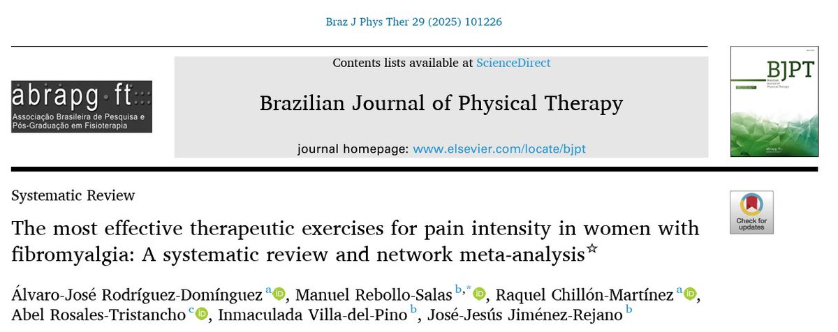 ¿Qué modalidad de ejercicio terapéutico (ET) es más eficaz para mejorar el dolor en mujeres con fibromialgia (FM)?

Para ello, realizamos una revisión sistemática con metaanálisis red para identificar y comparar todas las modalidades de ET evaluadas hasta la fecha...

🧵