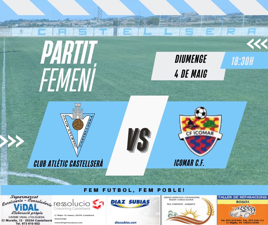 Aquesta tarda a les 18:30h l'equip femení juga l'últim partit de lliga a casa contra Icomar.
Volem acabar amb bon peu i fer un bon partit davant la nostra afició.
Us esperem al camp!
#2divfem7