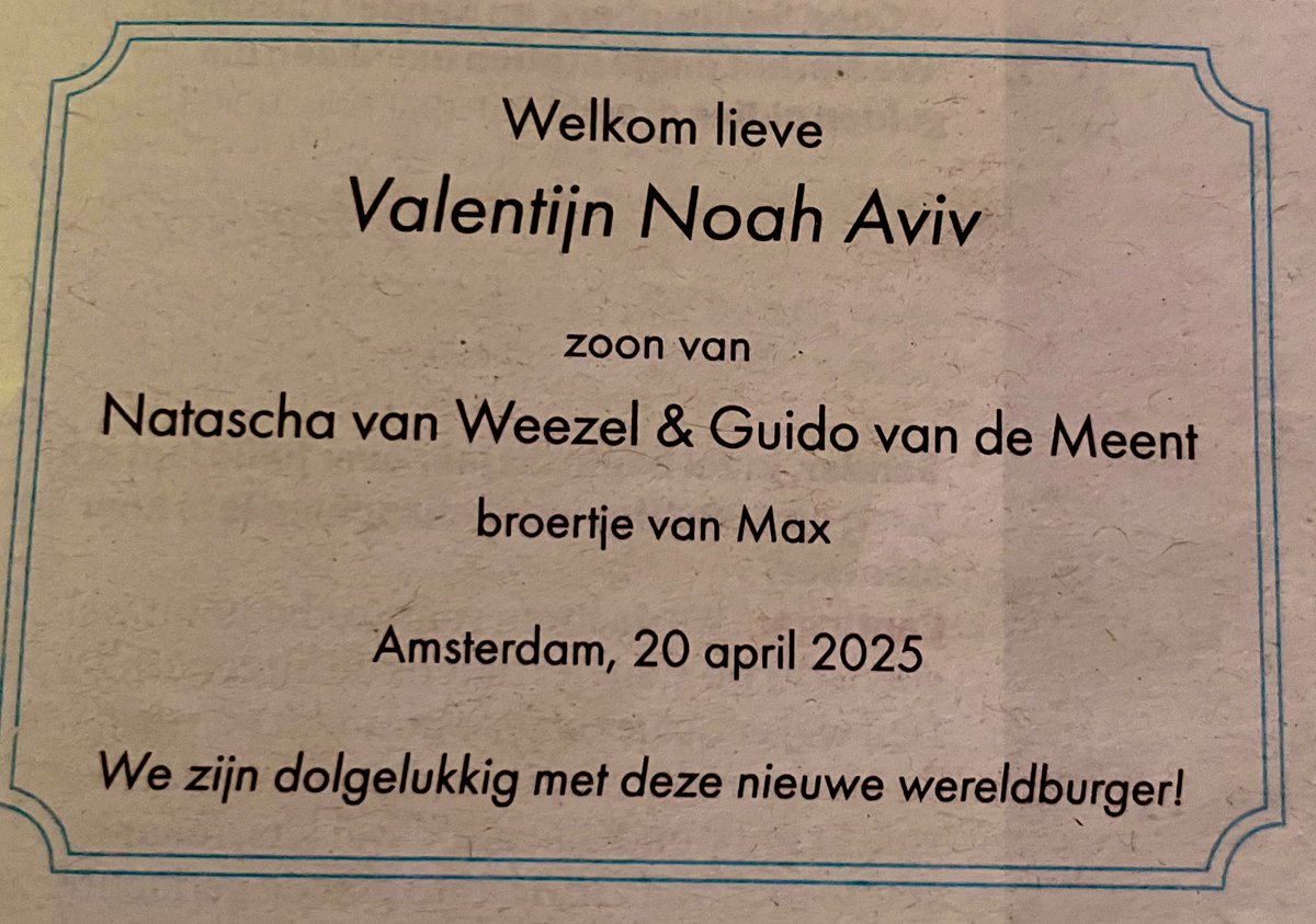 Op deze verdrietige dag, het mooiste bericht denkbaar. Welkom op de wereld baby Valentijn 💙🩵❤️