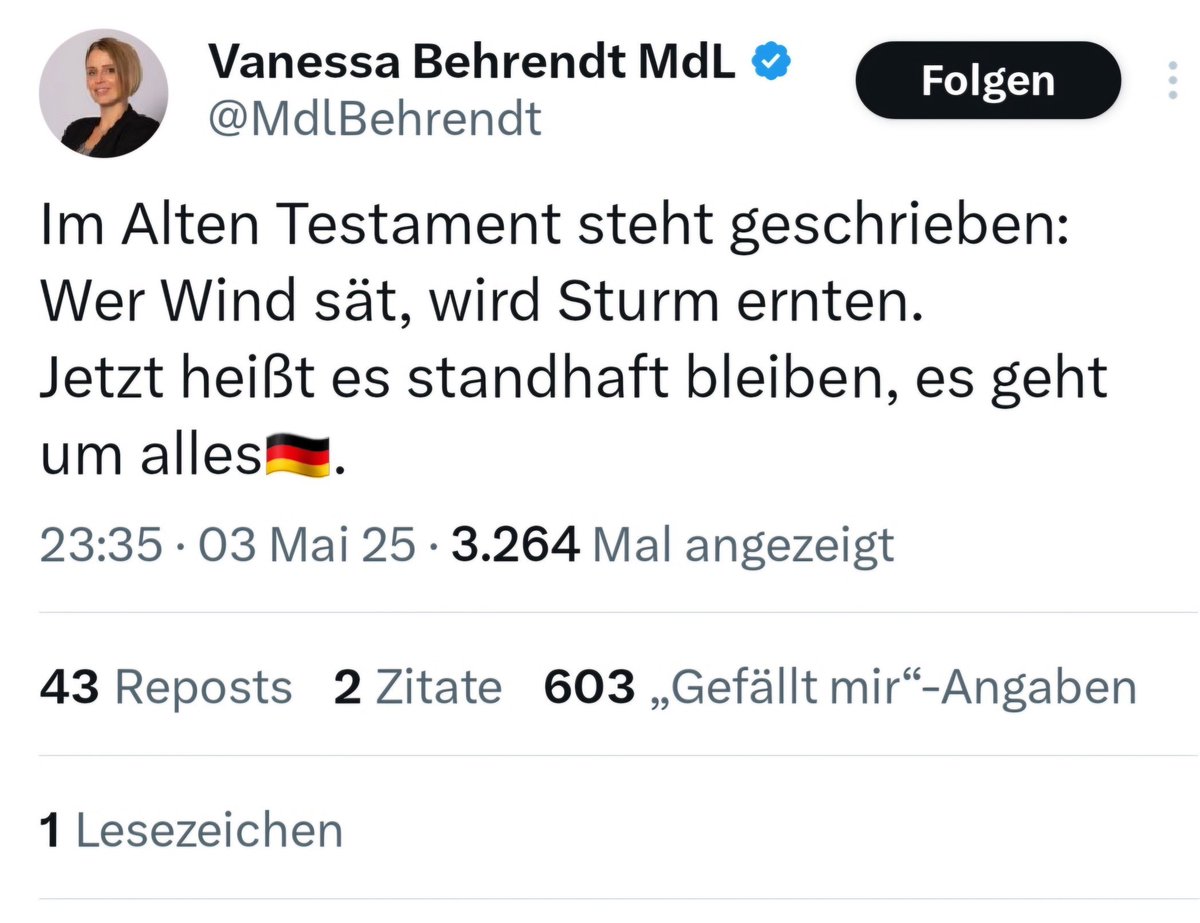Wieder eine gesicherte rechtsextreme Verfassungsfeindin welche uns bedroht.