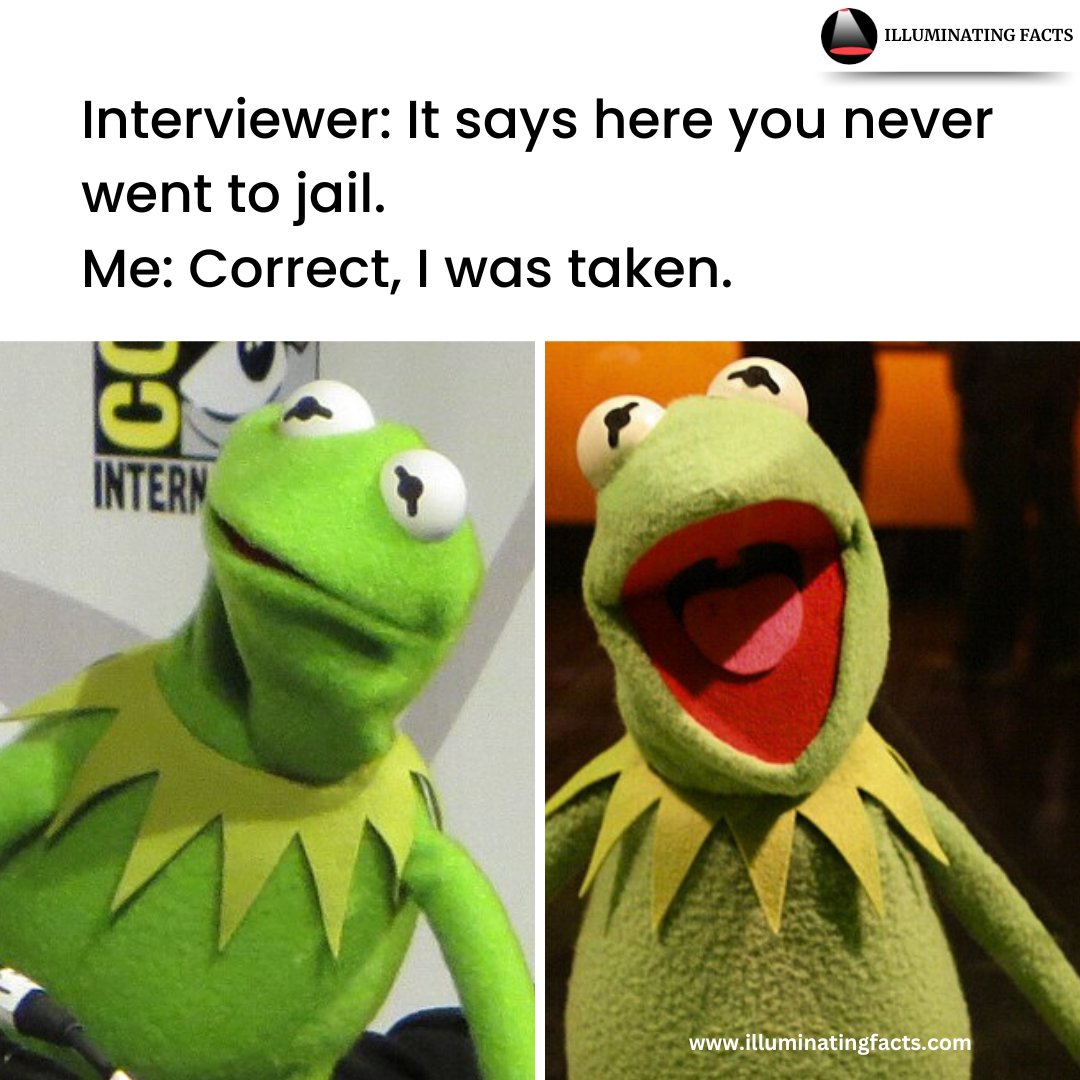 itsmrpopculture's tweet image. Job interview tip: answer with confidence—even if it sounds like a plot twist 🐸💼
#IlluminatingFacts #JobInterviewHumor #KermitMeme #DarkHumor #TwistedLogic