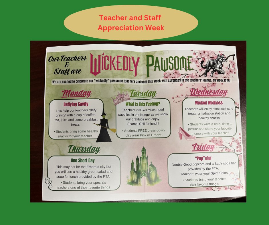 Hi Panthers!
Sunday eveing updates for your review. Important testing starts this week, let's go Panthers!
Have a great day and let them see you SMILE, it MATTERS!