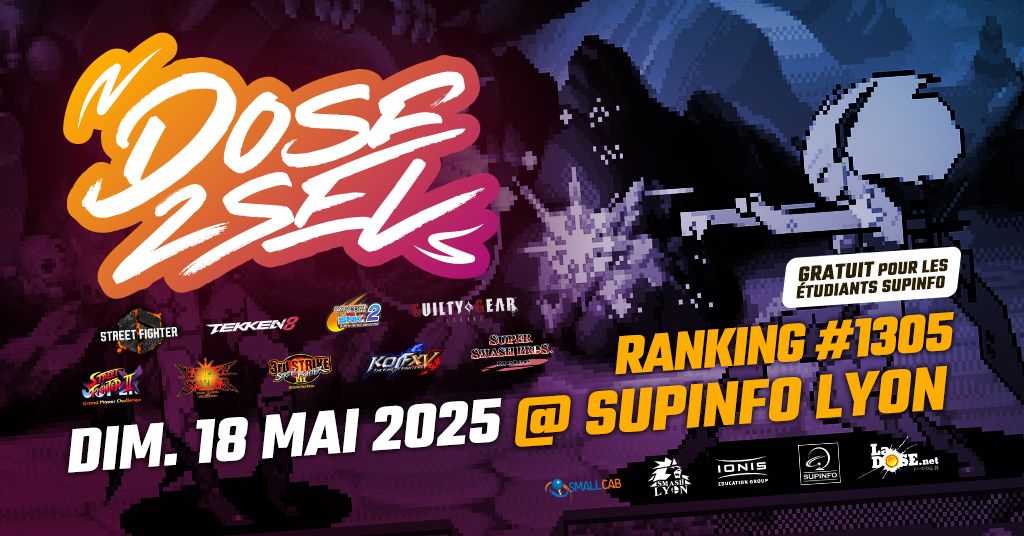 LaDOSE.net 👥 (@ladosenet) on Twitter photo Le ranking #1305 aura lieu plus tôt que d'habitude en mai : dim. 18 mai <a href="/SUPINFO_Lyon/">SUPINFO Lyon</a> ! 🏆 Notez le bien dans vos 📆 !
Rankings : 🕹️ SSF2X / 3.3 / Vampire / SSBM /🥊\ SF6 \ KOF XV \ T8 🎮
Freeplay : GGS • Side : CvS2 🔥
Inscrivez‑vous ➡️ start.gg/tournament/ran… Le ranking #1305 aura lieu plus tôt que d'habitude en mai : dim. 18 mai <a href="/SUPINFO_Lyon/">SUPINFO Lyon</a> ! 🏆 Notez le bien dans vos 📆 !
Rankings : 🕹️ SSF2X / 3.3 / Vampire / SSBM /🥊\ SF6 \ KOF XV \ T8 🎮
Freeplay : GGS • Side : CvS2 🔥
Inscrivez‑vous ➡️ start.gg/tournament/ran…