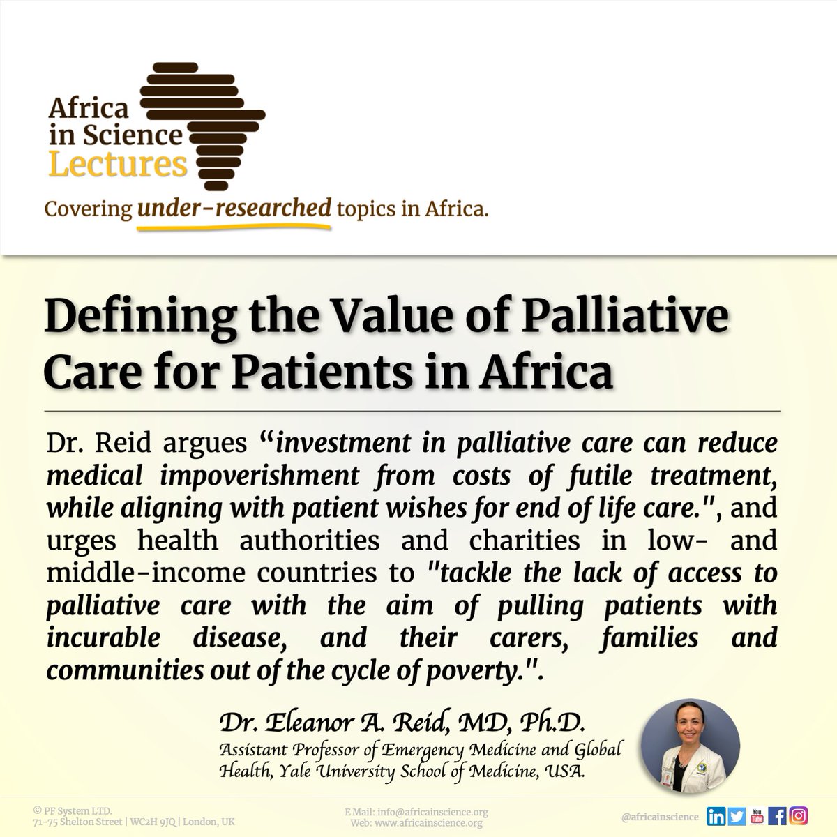 From the AiS Archive 👇🏽
Defining the Value of Palliative Care for Patients in Africa
Dr. Eleanor A. Reid, MD, Ph.D., an assistant Professor, Yale University School of Medicine, USA. Watch the full video 👉🏽 youtu.be/j3te02S8a8g?si… 
#PalliativeCare #Death #Africa