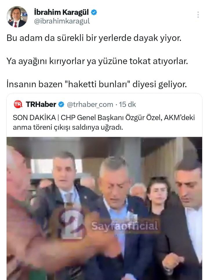 İbrahim Karagül denilen yandaş önce bunu paylaştı sonra sildi. Failleri uzakta aramaya gerek yok