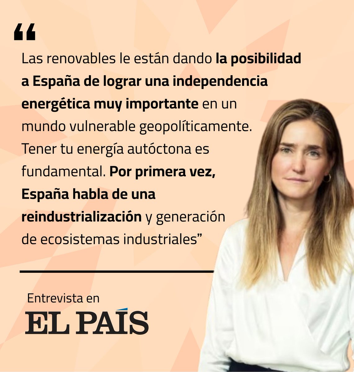 «No es riguroso y es muy imprudente entrar a hacer valoraciones de qué ha ocurrido sin tener toda la información certera.

Señalar a las renovables me parece irresponsable y simplista»

📰 Entrevista de VP Sara Aagesen en <a href="/el_pais/">EL PAÍS</a> 

elpais.com/clima-y-medio-…