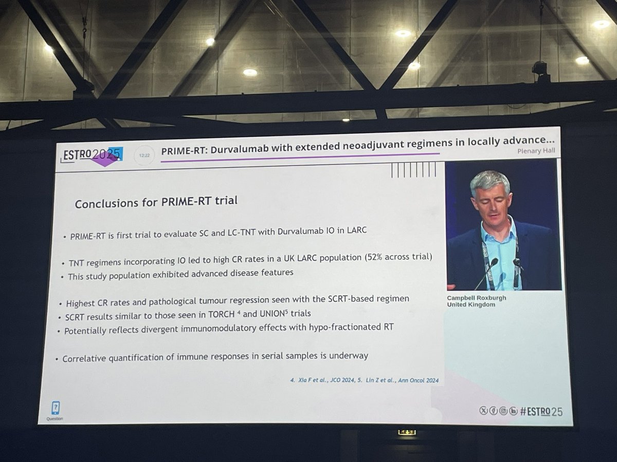 Dr. Roxburgh exposed the use of Durvalumab in LARC in TNT scenario 
#ESTRO25 #radonc