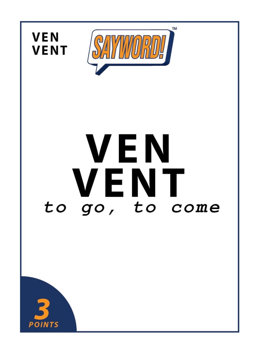 saywordgame's tweet image. 1) Comment with a word containing “VEN/VENT” meaning “TO GO” or “TO COME”. No Repeats!
2) Tag the next player. No tag-backs!
3) For a chance to win a free copy of SAYWORD! , like, follow, & repost (not quote)! (Previous winners also eligible) #giveaway #clearthelist #gamenight…