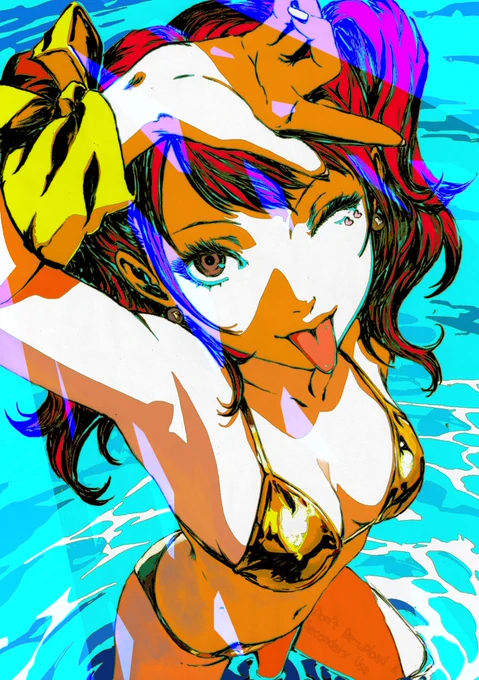 久慈川りせちー。ゴールデンなアイドル Rise Kujikawa, rocks a Goldenbikini Persona4Goldenbikiniweek!!(。•ᴗ•ღ) #Persona4 #ペルソナ4 #RiseKujikawa #ゴールデンビキニウィーク #brushpen #筆ペン画