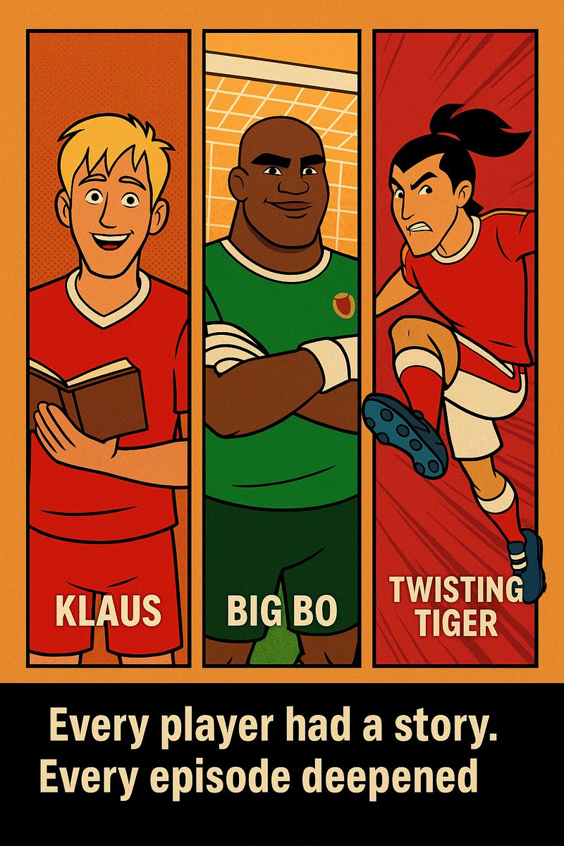 Wonders_Whys's tweet photo. Other legends:
🧠 Klaus – the awkward genius with the biggest heart.
🧱 Big Bo – the wall in goal. Unshakable.
🔥 Twisting Tiger – skills so sharp, defenders spun in circles.
Every player had a story. Every episode deepened the bond.
#CartoonLegends #SundayWonder https://t.co/wfsZC4JquK