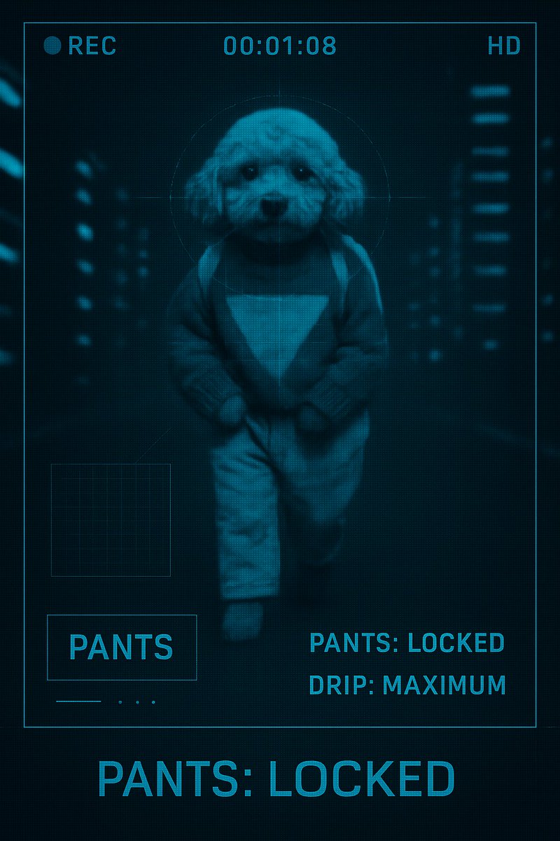 Dogwifpants_OG's tweet photo. [LIVE FEED: ACTIVE]
SUBJECT 001: DOG WIF PANTS
PANTS: LOCKED
DRIP LEVEL: MAXIMUM
THREAT LEVEL: UNDEFINED
MONITORING CONTINUES…

#DogWifPants #PANTS #DripSurveillance #Subject001 #PantProtocol https://t.co/kR9ahOiJXZ