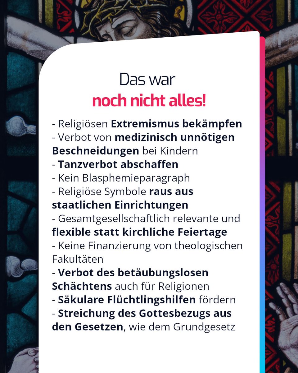 Der Kirchentag geht heute vorbei, aber wir werden weiter machen! Bis die Kirche sich endlich aus dem Leben derer raus hält, die nichts mit ihr zu tun haben wollen.

Wollt ihr uns dabei helfen?