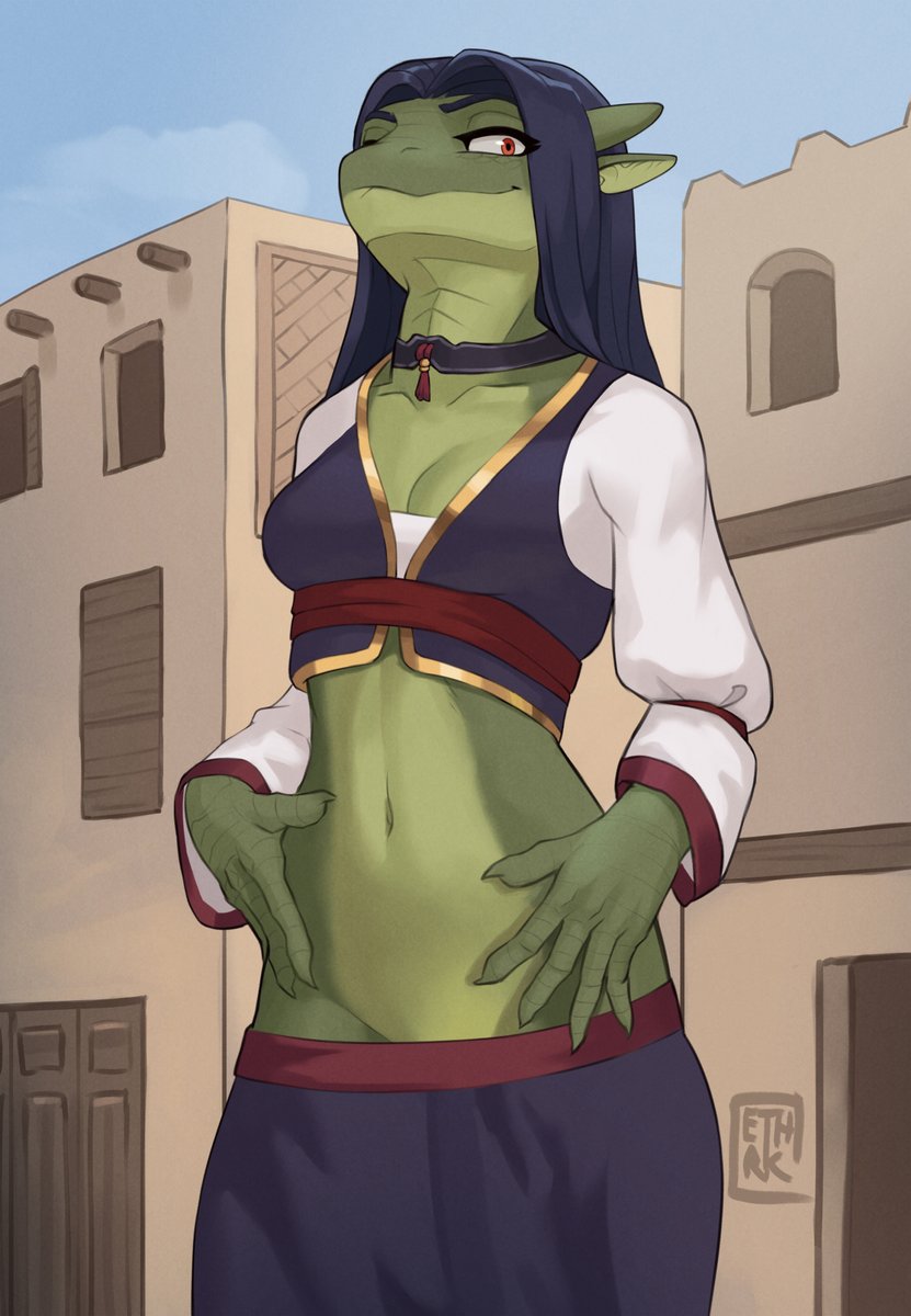 Been busy recently with making sauria sprites to the game. After I finished, I decided to draw one costume variant I liked the most.