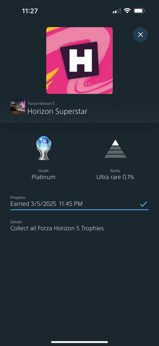 Fluxzhy's tweet image. Platinum 260 🏆 Forza Horizon 5 🏎️ 

Great game, very hard to put down when you get playing. The bonus board on the pylon can get lost though 😅

Also managed 35th to achieve this according to psnp.

Now to work on the 100%! ⭐

#psn #trophyhunters