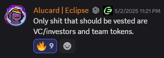 A true community should not be held back by vesting❗️

You're either with us or regretting the sale😭

Eclipse everything💚