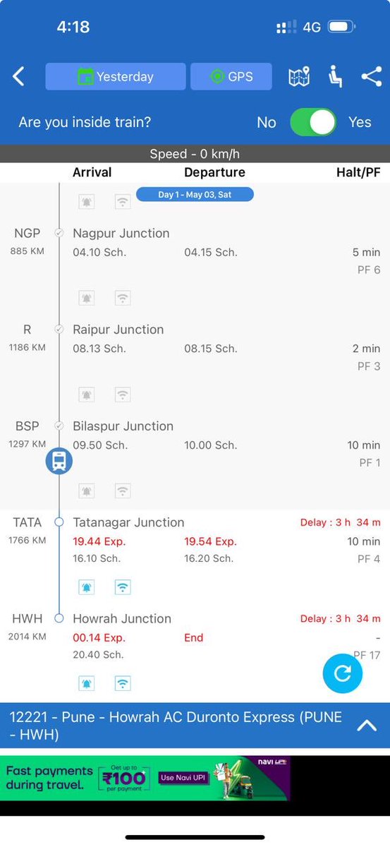 Raju Kumar (@rajuvan08) on Twitter photo Another helpless experience on 3/5/2025 by Duranto ,
We have connecting train from HWH for hwh-Cstm <a href="/11/">Eleven</a>:40 pm but our premium Duranto running 3 hours late
<a href="/IndianRailMedia/">🚂🇮🇳IndianRailMedia 🇮🇳🚉</a> <a href="/RailMinIndia/">Ministry of Railways</a> <a href="/PMOIndia/">PMO India</a> Another helpless experience on 3/5/2025 by Duranto ,
We have connecting train from HWH for hwh-Cstm <a href="/11/">Eleven</a>:40 pm but our premium Duranto running 3 hours late
<a href="/IndianRailMedia/">🚂🇮🇳IndianRailMedia 🇮🇳🚉</a> <a href="/RailMinIndia/">Ministry of Railways</a> <a href="/PMOIndia/">PMO India</a>