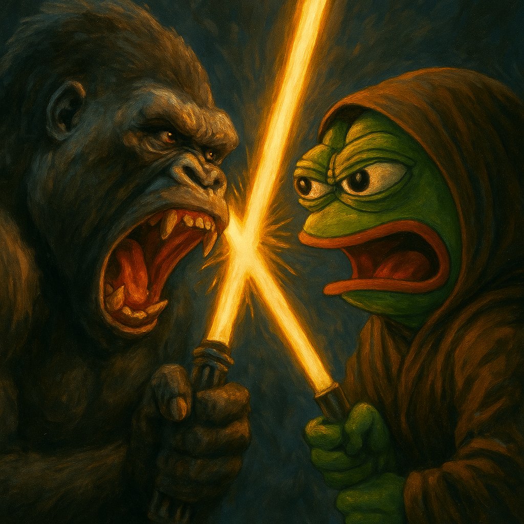 CryptoErrorCoin's tweet photo. $PEPE doesn’t fear gorillas.
He faces them head-on — in any galaxy, any timeline.
Even in the Star Wars universe,
Pepe doesn’t lose. He memes. He wins. He ascends.
#PepeWins #MemeForce #GalaxyOfGain #NoGorillaTooBig #PEPE
#StarWars https://t.co/fdKAaCPB0H