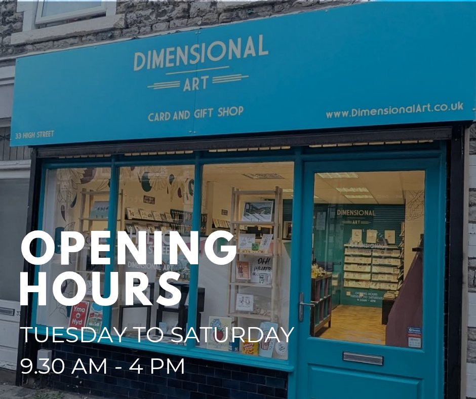 Opening times for my new shop at 33 High Street 🙌🏻

I will be updating the website with all the lush new products that have been added to the new shop over the coming days, so you will be able to reserve for Click and collect or have them shipped to you.

dimensionalart.co.uk