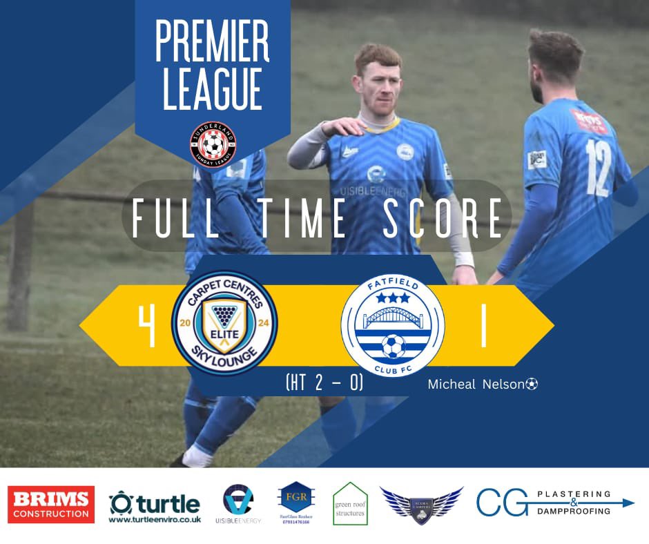 Fatfield Club FC (@fatfieldclubfc) on Twitter photo Carpet Centres Sky Lounge Elite 4 - 1 Fatfield Club FC 
<a href="/mnelse6/">Michael Nelson</a> β½οΈ
Well done to CCSLE who were the better team throughout the game! Carpet Centres Sky Lounge Elite 4 - 1 Fatfield Club FC 
<a href="/mnelse6/">Michael Nelson</a> β½οΈ
Well done to CCSLE who were the better team throughout the game!