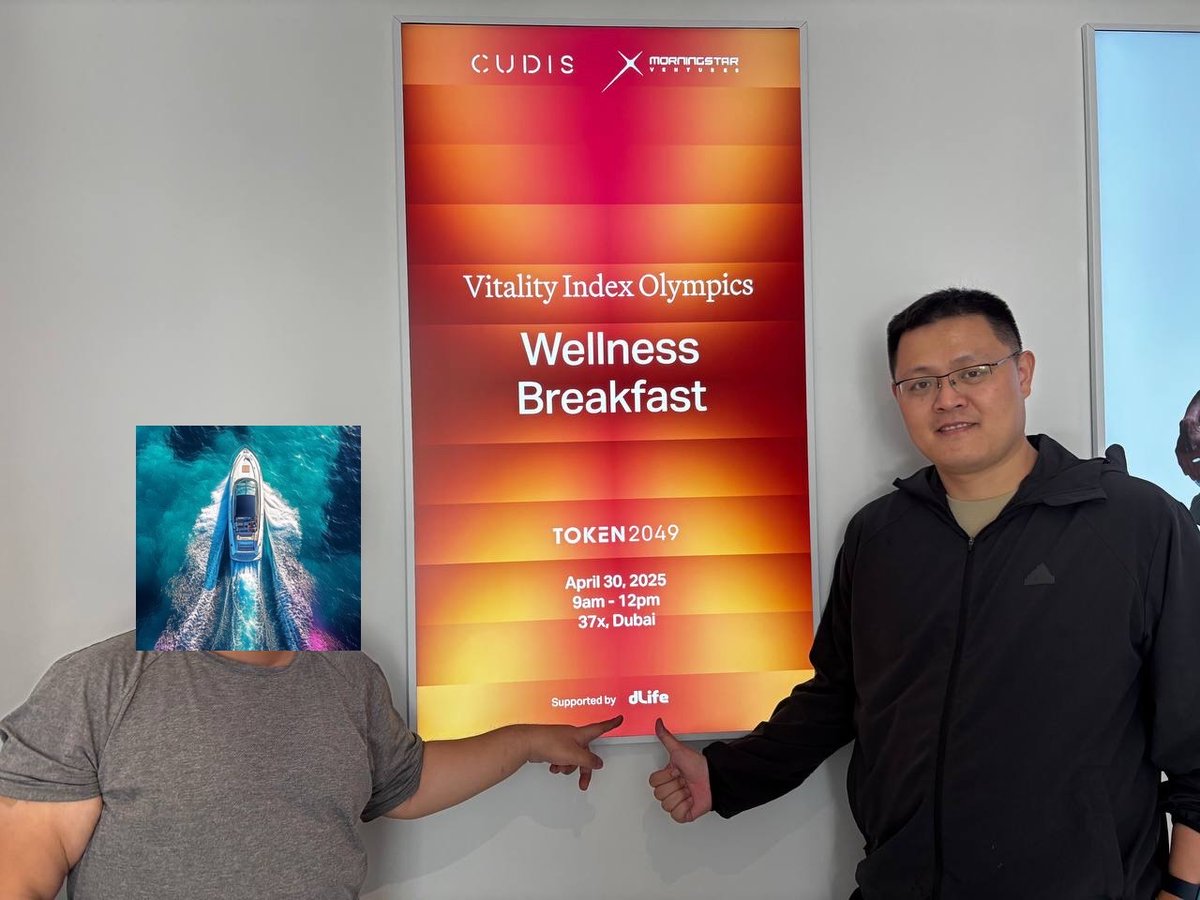 chengangcs's tweet photo. #token2049 将近一周的行程，还是没能习惯迪拜的气候。

参加 #ethDubai，会场跟 $eth 的行情一样冷清。但又遇到了好久没见的 @paulkhls ，一如既往的精力旺盛。

在 @trueloveofweb3 @wayne_axia8 @simon_7255 @Jerome_wu @RexWang42 红姐等等人的支持协助下， 参加了 @Sarahssscy @diana_bnb 组织的 @BNBCHAIN DEMO Day， 跟大表哥 @cz_binance pitch了一下 @dlifexyz ，大表哥很专业的询问了数据价值，但这是个复杂的问题，那几分钟说不清：）感谢 @Sarahssscy @diana_bnb 给机会。

辛苦 @trueloveofweb3 一起支持了 @CudisWellness 继香港、巴厘岛之后的第三场线下  Vitality Index Olympics活动，认识了很多新朋友。期待 @CudisWellness 的TGE。