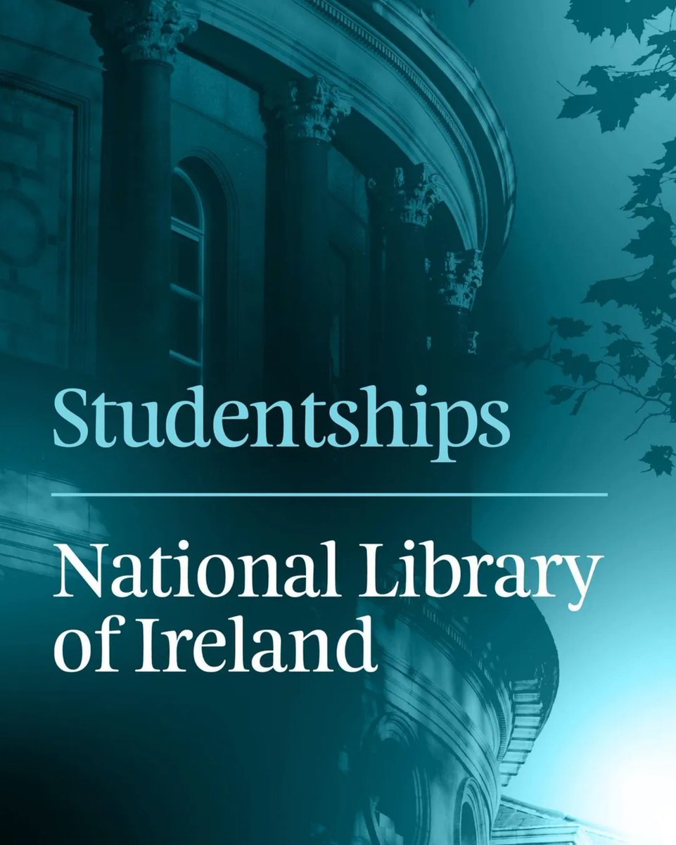 National Library of Ireland (@nlireland) on Twitter photo The <a href="/NLIreland/">National Library of Ireland</a>’s annual #Studentship programmes are now open for applications for 2025-2026 for:
⭐ #Library Studentship
⭐ #Archival Studentship
⭐ #Research Studentship
📆 #Apply by: 3pm on 13th May 2025: nli.ie/about-us/worki…
<a href="/historians_ie/">ICHS</a> <a href="/UCDHistory/">UCD History</a> <a href="/ucddublin/">University College Dublin</a> The <a href="/NLIreland/">National Library of Ireland</a>’s annual #Studentship programmes are now open for applications for 2025-2026 for:
⭐ #Library Studentship
⭐ #Archival Studentship
⭐ #Research Studentship
📆 #Apply by: 3pm on 13th May 2025: nli.ie/about-us/worki…
<a href="/historians_ie/">ICHS</a> <a href="/UCDHistory/">UCD History</a> <a href="/ucddublin/">University College Dublin</a>
