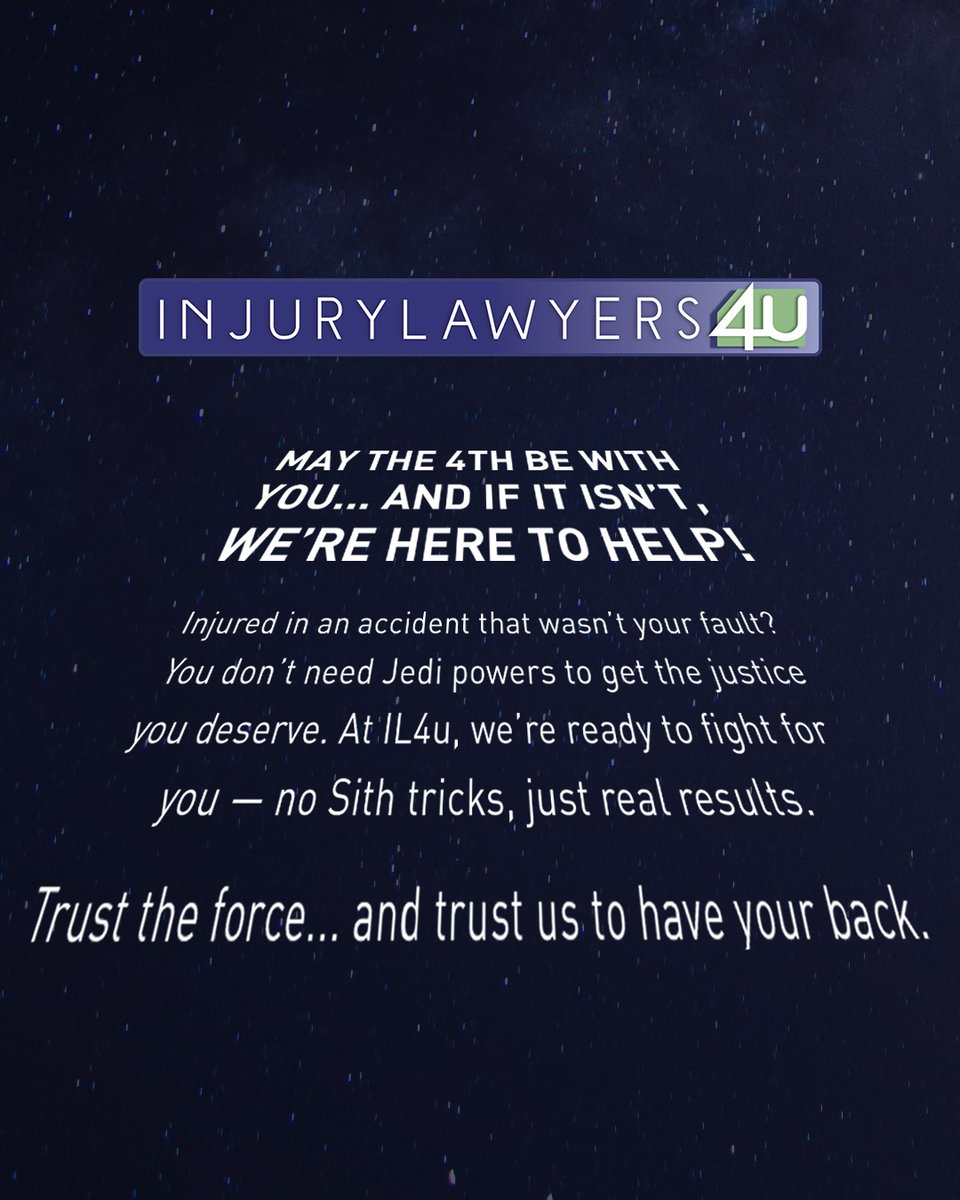 Justice is strong with this one 💥⚖️ 
May the 4th be with you, and if it’s not, we’re just a call away. 

#MayThe4th #LegalForceAwakens #IL4u #InjuryLawyers4u #StarWarsDay #Legalhelp #Lawyers #Accident