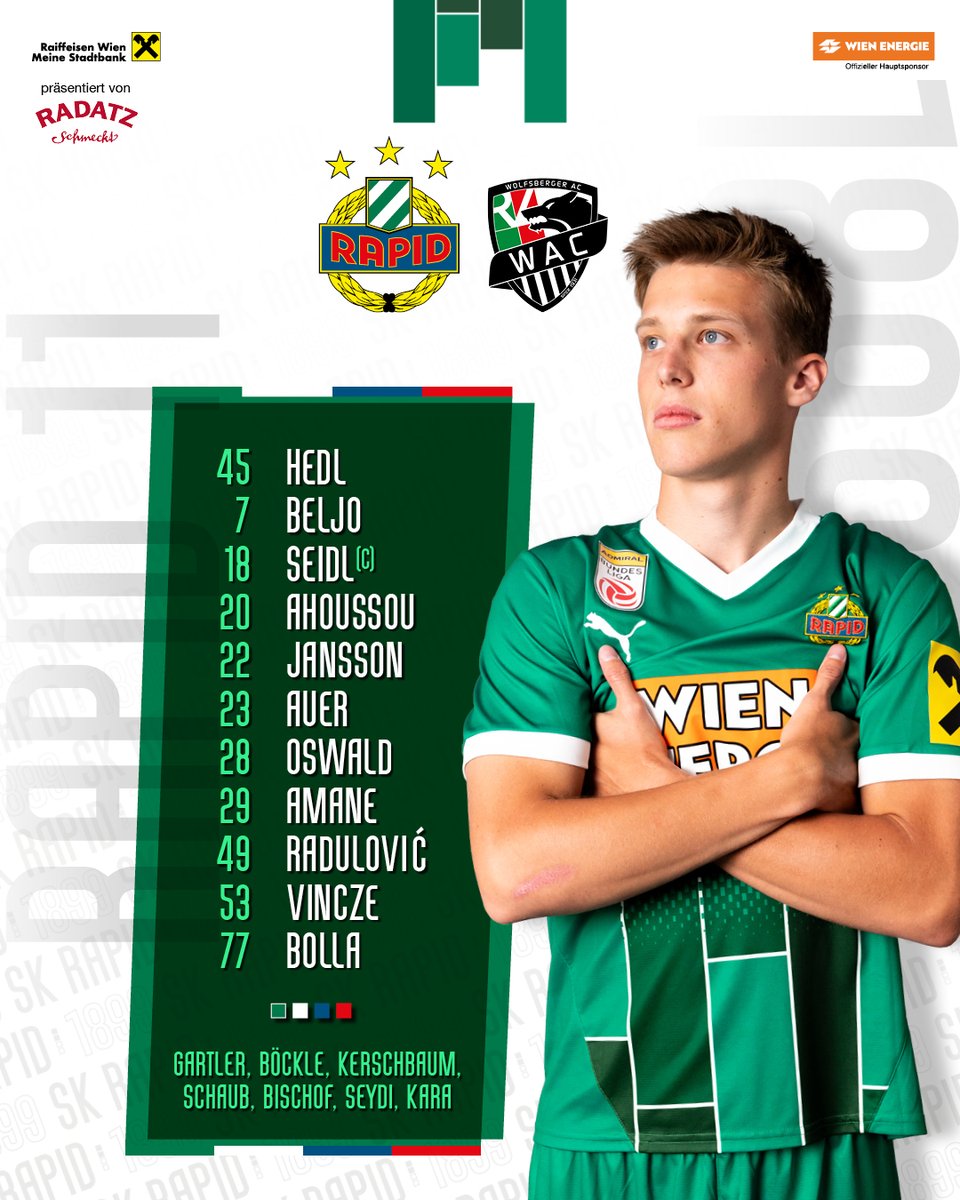 skrapid's tweet image. Unsere Rapidler für die Punktejagd gegen die Wölfe! 👊

#SCRWAC #SCR2025