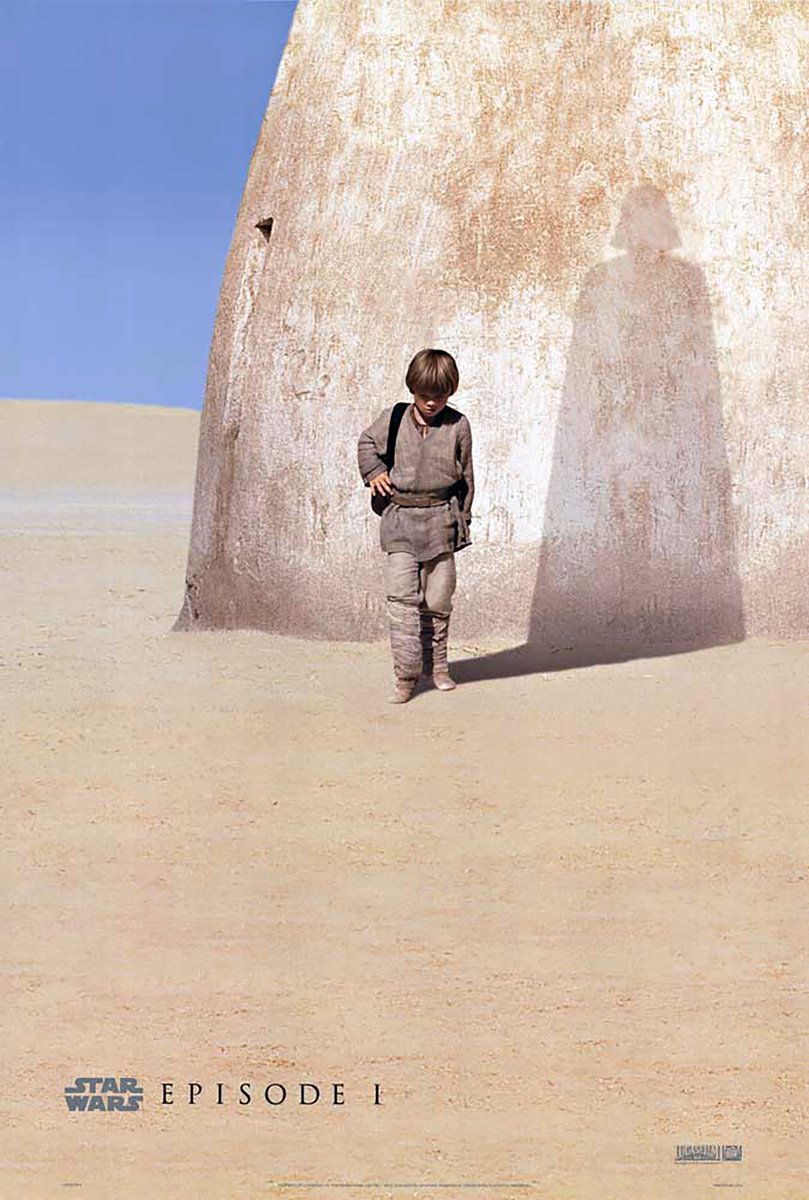 While I am not a big fan of the prequel trilogy (ep 1, 2, 3), I  think the teaser poster for The Phantom Menace (1999) is one of the best in the series.  Happy Star Wars Day.