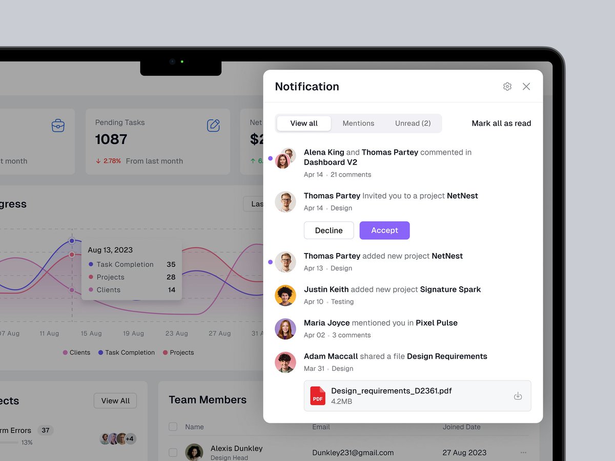 steadglobal's tweet photo. 🔔 Stay effortlessly in the know with our modern Notification Center.
✅ Task updates, shared docs, milestones—delivered without the noise.
Stay connected, focused &amp; aware of what matters most. 📬

#UXDesign #NotificationCenter #ProductivityTools #stead #steadglobal https://t.co/5VmhIEJmpK