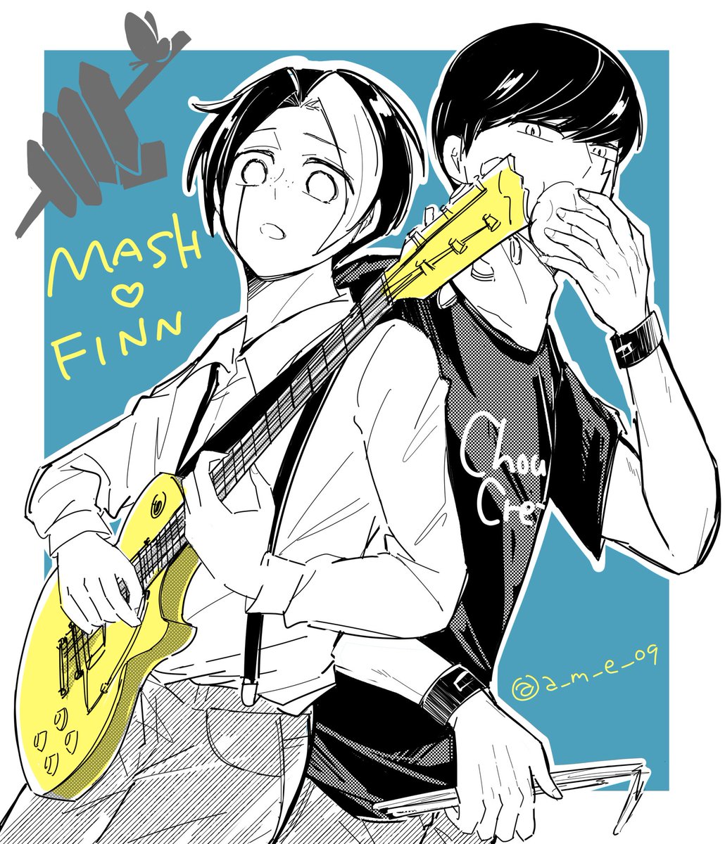 a__m__e__09's tweet photo. けいおん��のギターとドラマー(できてる)
…ではなく、💪🍄2周年のときのKｾﾝｾのバンド絵が元ネタのrkgk https://t.co/nQCqftLWxg