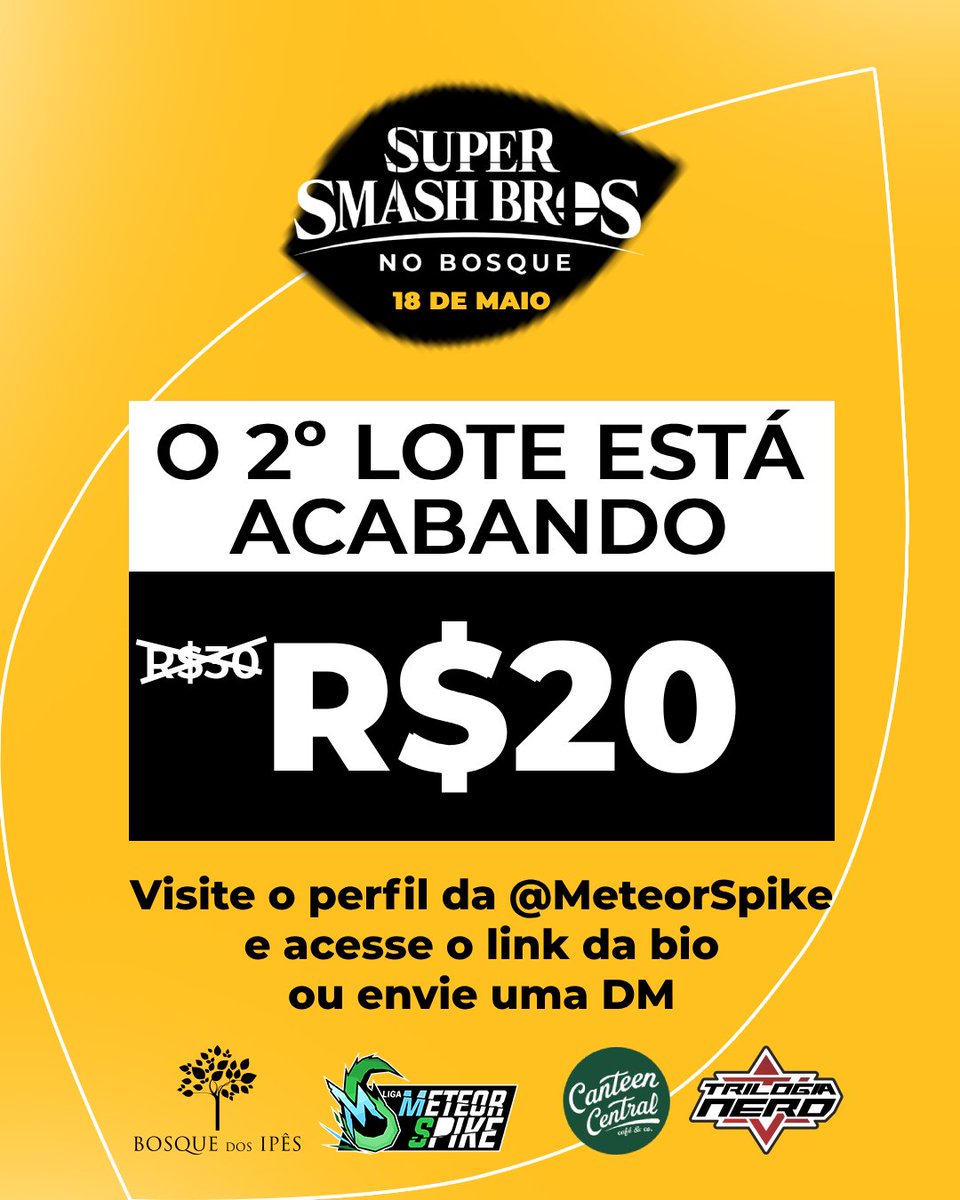 MeteorSpike's tweet image. Hoje é o último dia para se inscrever no Super Smash no Bosque com o desconto do 2º lote!

Inscreva-se pelo link da bio e aproveite 🏃