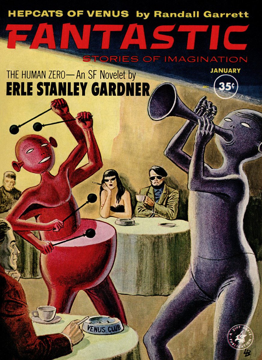 Hepcats of Venus, by Randall Garrett. Fantastic Stories Of Imagination, January 1962. Cover by Lloyd Birmingham.