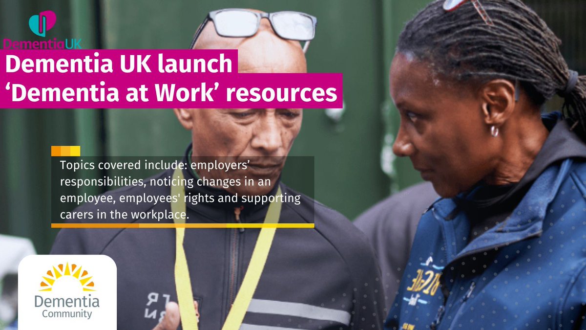 Dementia Community (@jdementiacare) on Twitter photo Our friends <a href="/DementiaUK/">Dementia UK</a> has free ‘Dementia at Work’ resources to help employers support staff and customers affected by #dementia, including advice on responsibilities and carers' rights.
More: buff.ly/P8xRIhH Our friends <a href="/DementiaUK/">Dementia UK</a> has free ‘Dementia at Work’ resources to help employers support staff and customers affected by #dementia, including advice on responsibilities and carers' rights.
More: buff.ly/P8xRIhH
