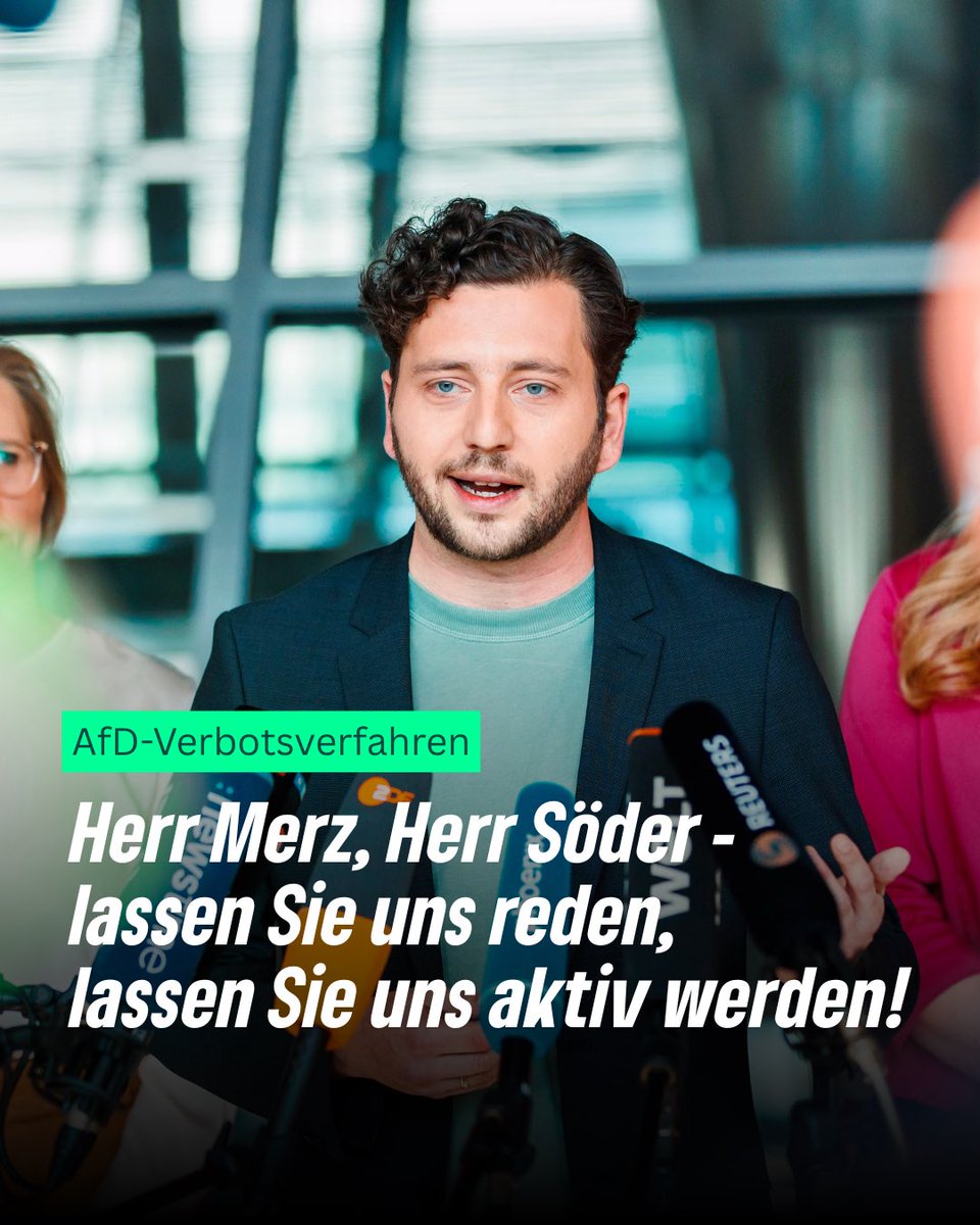 Ich war lange skeptisch, ob ein AfD/Verbotsverfahren der richtige Weg ist. Aber wer es mit der Wehrhaftigkeit unserer Demokratie ernst meint, darf davor nicht länger zurückschrecken.

Herr Merz, Herr Söder – lassen Sie uns gemeinsam darüber reden, lassen Sie uns aktiv werden.