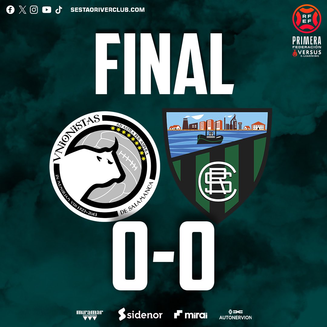 90+8’ |0-0|

🏁 ¡Final en el Reina Sofía!

💪🏼 ¡Sumamos un punto en un partido muy disputado! 

🔜 ¡Quedan 3️⃣ finales!

#UnionistasSestaoRiver | #GoazenRiver