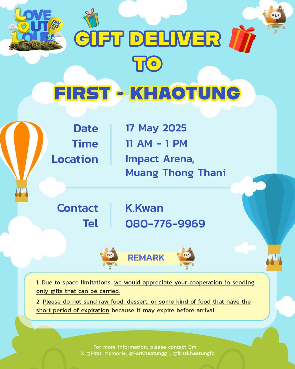First Kanaphan Official Fc (@first_memorie) on Twitter photo รายละเอียดการส่งของขวัญให้เฟิร์ส - ข้าวตัง 🎁🧡🤍
เนื่องในโอกาส Love Out Loud Fan Fest 2025
: LOVEMOSPHERE ☁️
สอบถามรายละเอียดเพิ่มเติมทาง
DM X : <a href="/First_Memorie/">First Kanaphan Official Fc</a>
Details of sending gift to First - Khaotung 🎁🧡🤍
Love Out Loud Fan Fest 2025
: LOVEMOSPHERE ☁️
contact and ask รายละเอียดการส่งของขวัญให้เฟิร์ส - ข้าวตัง 🎁🧡🤍
เนื่องในโอกาส Love Out Loud Fan Fest 2025
: LOVEMOSPHERE ☁️
สอบถามรายละเอียดเพิ่มเติมทาง
DM X : <a href="/First_Memorie/">First Kanaphan Official Fc</a>
Details of sending gift to First - Khaotung 🎁🧡🤍
Love Out Loud Fan Fest 2025
: LOVEMOSPHERE ☁️
contact and ask