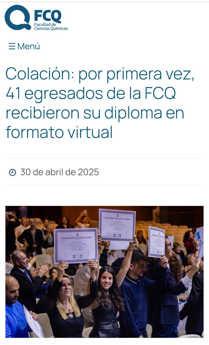 📜En esta nota, toda la info del primer acto de colación 2025.👇
 fcq.unc.edu.ar/colacion-por-p…