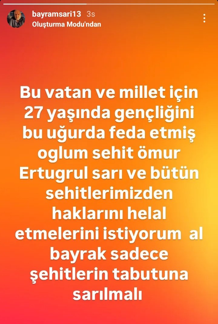 Şehit Ömür Ertuğrul Sarı'nın babasının paylaşımı: