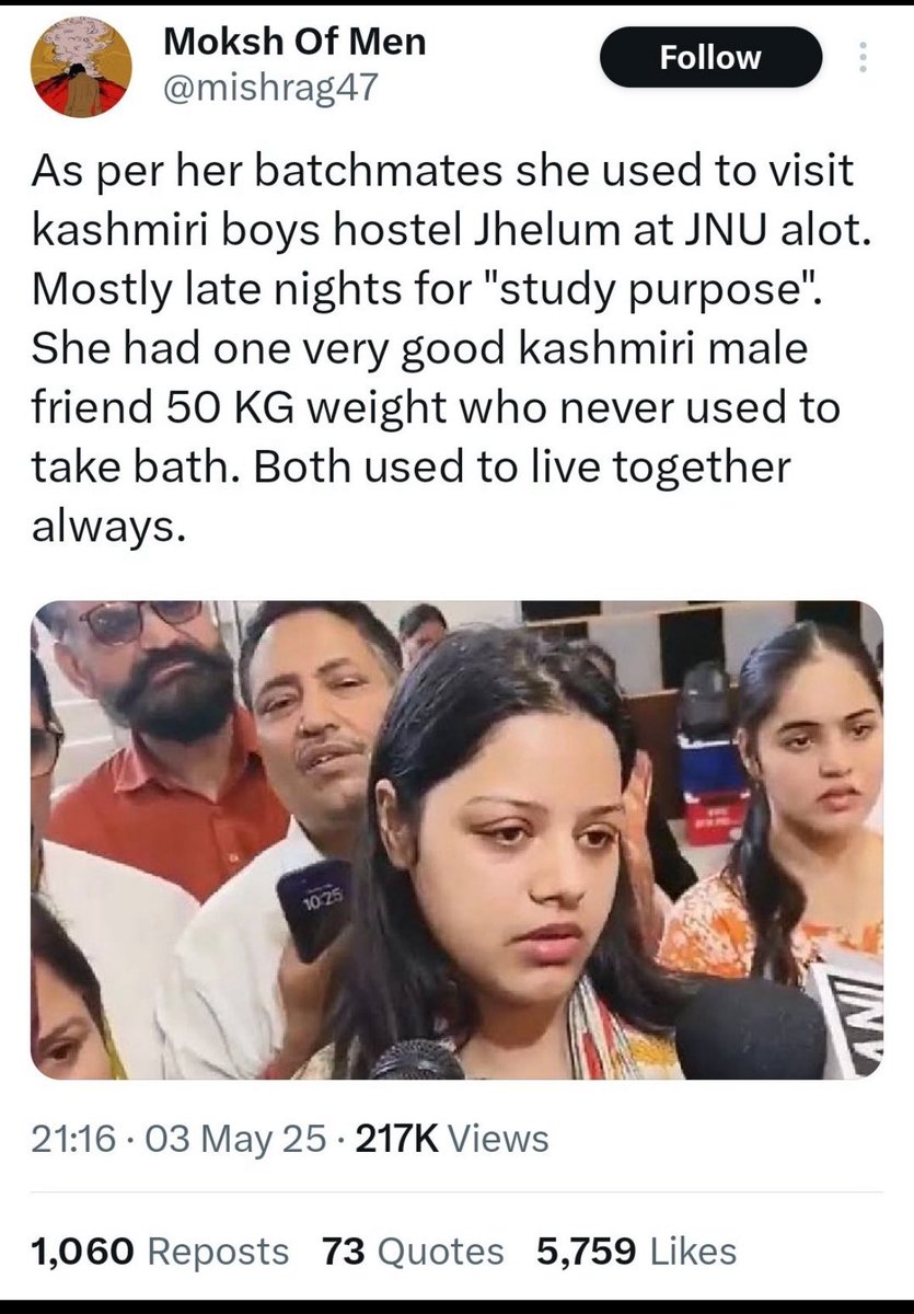 TinyDhillon's tweet photo. It is not bcoz
- she is slain naval officer’s wife
- her late husband was killed by terrorists in Pahalgam Kashmir
- her thinking does / doesn’t align with yours

It is bcoz she is an Indian & a lady - where we have a cultural tradition of respecting the women

I respect her dignity and condemn such distasteful remarks

Jai Hind 🇮🇳