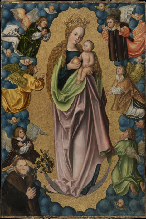 _Hohepriesterin's tweet photo. "Madonna auf der Mondsichel verehrt von dem Stifter Hieronymus Rudelauf" von Lucas Cranach d.Ä. (geb. vermutlich 1472 in Kronach; gest. 1553 in Weimar).
#art 
#HeiligeJungfrauMaria
#Gottesmutter
#MarienmonatMai
#Maikönigin https://t.co/ts33ng1ytV
